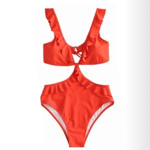 Bright orange swimsuit!!;)